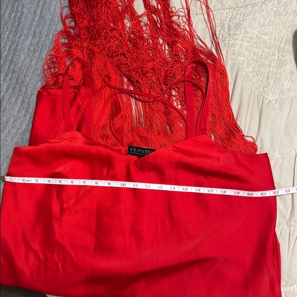 Eloquii Red High Low Fringe Dress - Picture 9 of 9